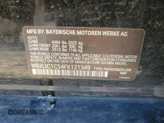 2015 BMW 3 Series 328i with VIN WBA3C1C54FK121349, listed as a Copart auction lot 47315895 with 175,645 mi miles and Salvage Title. Bid and sale history available at carsss.com. Image 12.