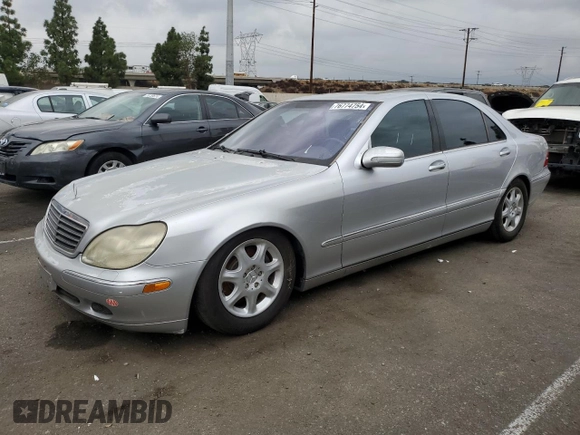 2001 Mercedes-Benz S-Class with VIN WDBNG70J81A140150, listed as a Copart auction lot 76774754 with 160,105 mi miles and Clean Title. Bid and sale history available at carsss.com. Image 1.