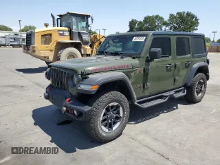 2021 Jeep Wrangler Unlimited Rubicon with VIN 1C4HJXFG6MW700458, listed as a Copart auction lot 59791015 with 45,562 mi miles and Salvage title. Bid and sale history available at DreamBid. Image 1.