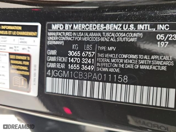2023 Mercedes-Benz EQE with VIN 4JGGM1CB3PA011158, listed as a Copart auction lot 46560905 with 35,730 mi miles and Clean Title. Bid and sale history available at carsss.com. Image 10.