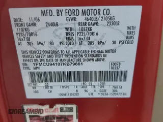 2007 Ford Escape Limited с VIN 1FMCU94107KB79661, выставлен на аукционе Copart как лот 56042895 с пробегом 211 734 миль миль и Списание • Salvage title. История ставок и продаж доступна на DreamBid. Изображение 13.