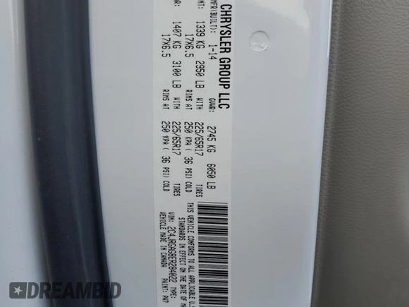 2014 Ram Cargo Van Tradesman with VIN 2C4JRGAG8ER284022, listed as a Copart auction lot 71892374 with 0 mi miles and Salvage Title. Bid and sale history available at carsss.com. Image 12.