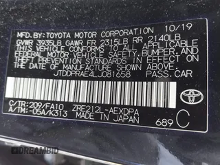 2020 Toyota Corolla L with VIN JTDDPRAE4LJ081658, listed as a IAAI auction lot 41951120 with 34,754 mi miles. Bid and sale history available at carsss.com. Image 9.