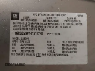 2004 Chevrolet Express Cargo with VIN 1GCGG29V441219788, listed as a IAAI auction lot 41918681 with 380,000 mi miles and . Bid and sale history available at DreamBid. Image 9.