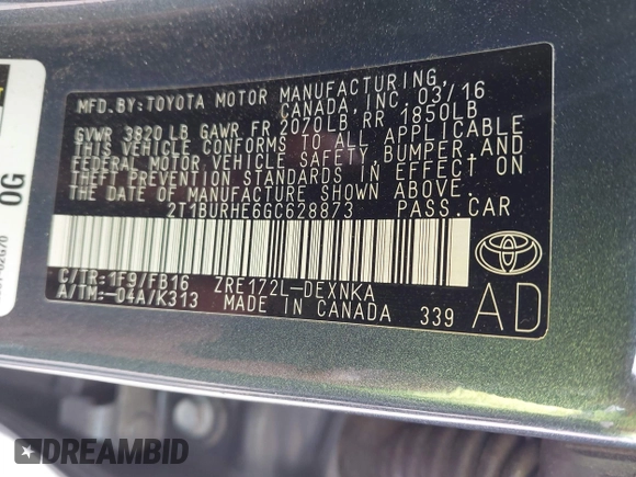2016 Toyota Corolla L с VIN 2T1BURHE6GC628873, выставлен на аукционе IAAI как лот 42401825 с пробегом 139 928 миль миль и . История ставок и продаж доступна на DreamBid. Изображение 9.
