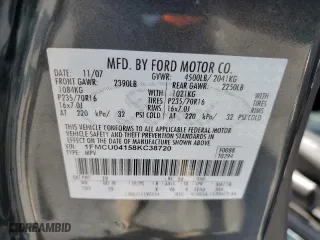 2008 Ford Escape Limited with VIN 1FMCU04158KC38720, listed as a Copart auction lot 51287405 with 85,593 mi miles and Salvage Title. Bid and sale history available at carsss.com. Image 14.