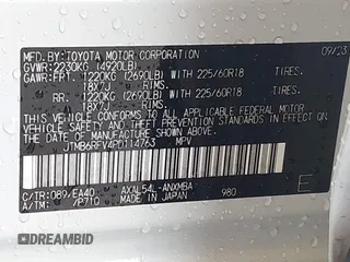 2023 Toyota RAV4 Hybrid XLE Premium with VIN JTMB6RFV4PD114763, listed as a IAAI auction lot 41766812 with 6,768 mi miles. Bid and sale history available at carsss.com. Image 9.