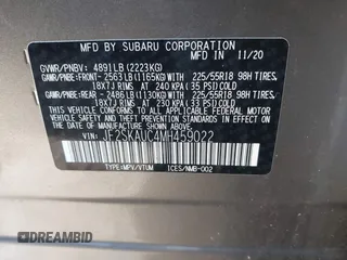 2021 Subaru Forester Limited with VIN JF2SKAUC4MH459022, listed as a IAAI auction lot 41570484 with 32,475 mi miles. Bid and sale history available at carsss.com. Image 9.