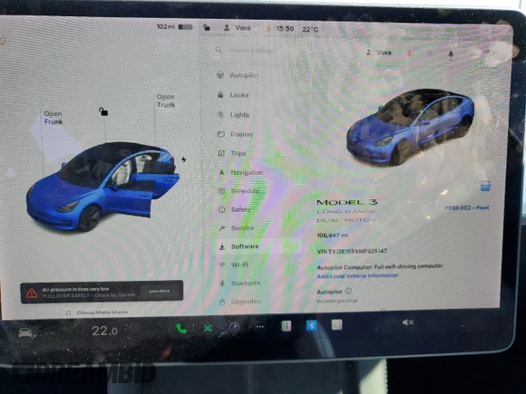 2021 Tesla Model 3 Long Range with VIN 5YJ3E1EBXMF925147, listed as a Copart auction lot 49741275 with 106,947 mi miles and Salvage Title. Bid and sale history available at DreamBid. Image 9.
