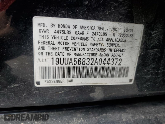 2002 Acura TL Type S with VIN 19UUA56832A044372, listed as a Copart auction lot 68346474 with 148,553 mi miles and Salvage Title. Bid and sale history available at carsss.com. Image 13.