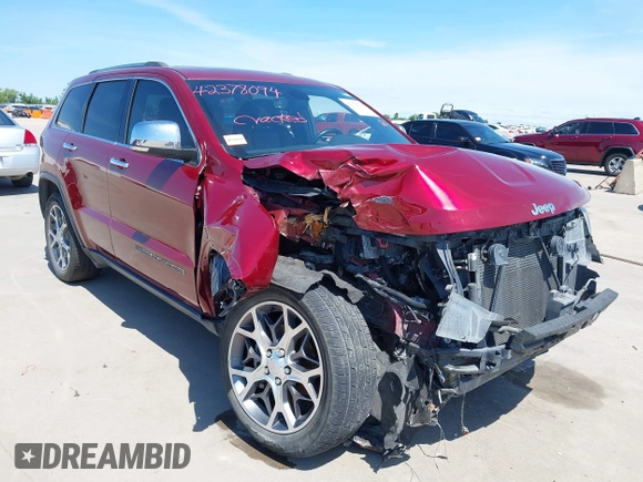 2020 Jeep Grand Cherokee Limited with VIN 1C4RJEBG2LC256980, listed as a IAAI auction lot 42378094 with 83,267 mi miles and . Bid and sale history available at DreamBid. Image 1.