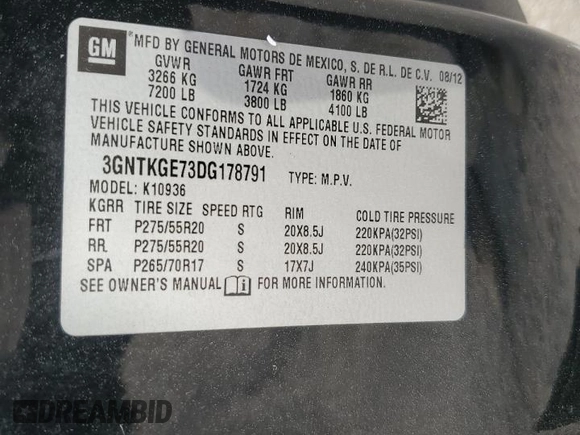 2013 Chevrolet Avalanche LTZ with VIN 3GNTKGE73DG178791, listed as a Copart auction lot 48565755 with 201,029 mi miles and Salvage title. Bid and sale history available at DreamBid. Image 15.