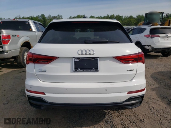 2022 Audi Q3 S line Premium with VIN WA1DECF36N1129233, listed as a Copart auction lot 57403645 with 27,837 mi miles and Salvage title. Bid and sale history available at DreamBid. Image 6.