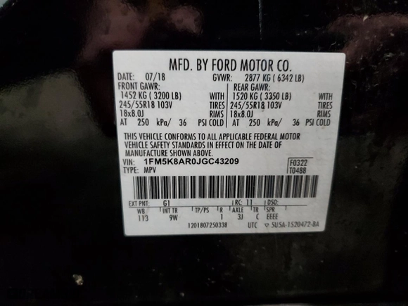 2018 Ford Police Interceptor Utility with VIN 1FM5K8AR0JGC43209, listed as a Copart auction lot 47238485 with 64,565 mi miles and Salvage Title. Bid and sale history available at carsss.com. Image 14.