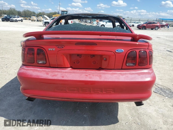 1997 Ford Mustang Cobra with VIN 1FALP47V8VF187337, listed as a Copart auction lot 52354265 with 0 mi miles and Non Repairable. Bid and sale history available at carsss.com. Image 6.