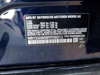 2023 BMW i4 M50 with VIN WBY33AW08PFP06513, listed as a Copart auction lot 87903685 with 0 mi miles and Salvage Title. Bid and sale history available at carsss.com. Image 13.
