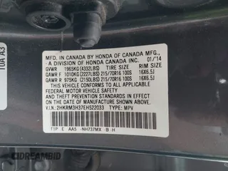 2014 Honda CR-V LX with VIN 2HKRM3H37EH522033, listed as a IAAI auction lot 42139386 with 156,214 mi miles. Bid and sale history available at carsss.com. Image 9.