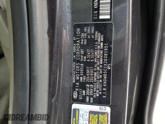 2018 Kia Sedona LX with VIN KNDMB5C1XJ6381951, listed as a Copart auction lot 85641754 with 152,134 mi miles and Salvage Title. Bid and sale history available at carsss.com. Image 13.