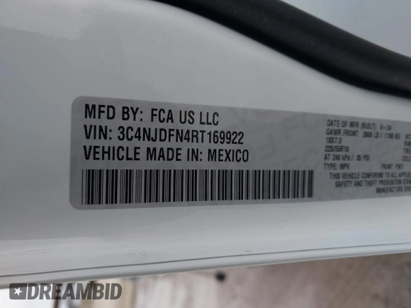 2024 Jeep Compass Latitude Lux with VIN 3C4NJDFN4RT169922, listed as a IAAI auction lot 41564166 with 16,097 mi miles and . Bid and sale history available at DreamBid. Image 9.