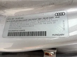 2016 Audi A3 2.0T Premium with VIN WAUB8GFF3G1038409, listed as a Copart auction lot 54254285 with 182,222 mi miles and Clean Title. Bid and sale history available at carsss.com. Image 10.