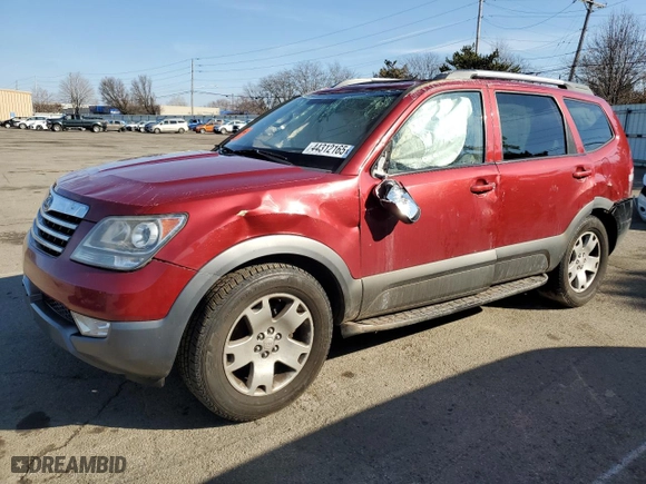 2009 Kia Borrego EX with VIN KNDJJ741695016197, listed as a Copart auction lot 44312165 with 217,492 mi miles and Salvage Title. Bid and sale history available at carsss.com. Image 1.