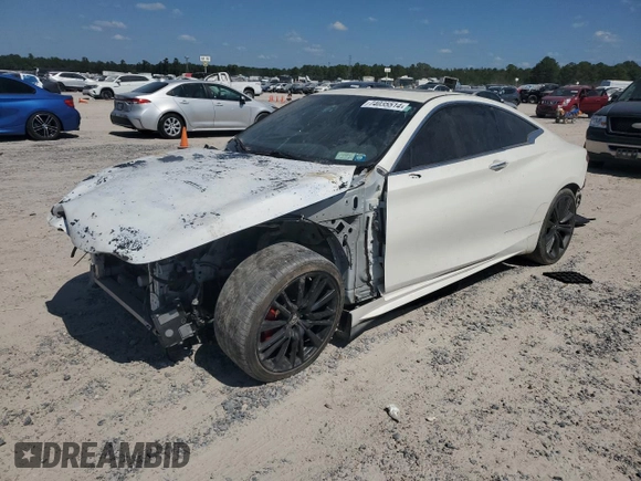 2020 Infiniti Q60 Red Sport 400 with VIN JN1FV7EL4LM460320, listed as a Copart auction lot 74035514 with 57,431 mi miles and Salvage title. Bid and sale history available at DreamBid. Image 1.