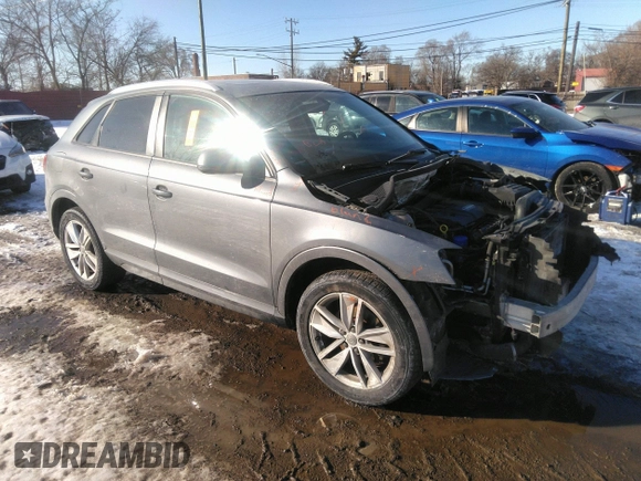 2017 Audi Q3 Premium with VIN WA1ECCFSXHR014173, listed as a IAAI auction lot 41637591 with 165,508 mi miles. Bid and sale history available at carsss.com. Image 1.