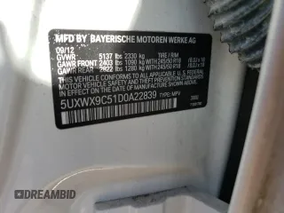 2013 BMW X3 xDrive28i with VIN 5UXWX9C51D0A22839, listed as a Copart auction lot 57217642 with 0 mi miles and Salvage Title. Bid and sale history available at carsss.com. Image 10.