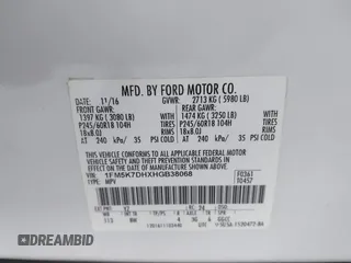 2017 Ford Explorer XLT с VIN 1FM5K7DHXHGB38068, выставлен на аукционе IAAI как лот 42720237 с пробегом 107 155 миль миль и . История ставок и продаж доступна на DreamBid. Изображение 9.