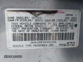 2004 Mitsubishi Lancer ES with VIN JA3AJ26E54U052124, listed as a IAAI auction lot 41804473 with 165,786 mi miles. Bid and sale history available at carsss.com. Image 9.