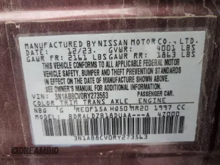 2024 Nissan Sentra SV with VIN 3N1AB8CV0RY273563, listed as a Copart auction lot 52028575 with 15,369 mi miles and Salvage Title. Bid and sale history available at carsss.com. Image 13.