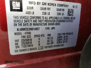 2022 Buick Encore GX Preferred z VIN KL4MMCSL9NB140827, wystawiony jako Copart lot #56158865 z przebiegiem 56 628 mil mil oraz Szkoda całkowita • Salvage title. Historia ofert i sprzedaży dostępna na DreamBid. Obrazek 13.