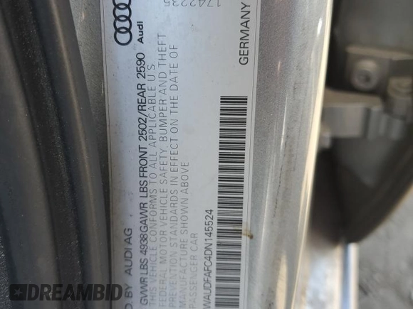 2013 Audi A6 Premium Plus с VIN WAUDFAFC4DN145524, выставлен на аукционе Copart как лот 59438845 с пробегом 185 496 миль миль и Списание • Salvage title. История ставок и продаж доступна на DreamBid. Изображение 12.