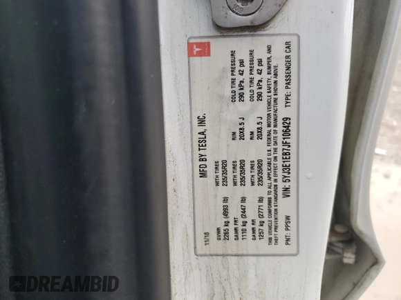 2018 Tesla Model 3 Long Range Battery z VIN 5YJ3E1EB7JF106429, wystawiony jako Copart lot #56319995 z przebiegiem 145 648 mil mil oraz Tytuł czysty. Historia ofert i sprzedaży dostępna na DreamBid. Obrazek 13.