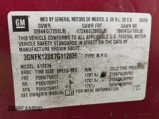 2007 Chevrolet Avalanche 3LT z VIN 3GNFK123X7G112836, wystawiony jako IAAI lot #41966619 z przebiegiem 136 017 mil mil oraz . Historia ofert i sprzedaży dostępna na DreamBid. Obrazek 9.