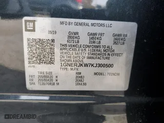 2019 Chevrolet Traverse RS with VIN 1GNERJKW7KJ300500, listed as a Copart auction lot 84879774 with 77,176 mi miles and Salvage Title. Bid and sale history available at carsss.com. Image 15.
