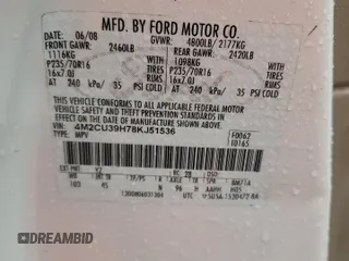 2008 Mercury Mariner with VIN 4M2CU39H78KJ51536, listed as a Copart auction lot 84971454 with 204,954 mi miles and Clean title. Bid and sale history available at DreamBid. Image 13.