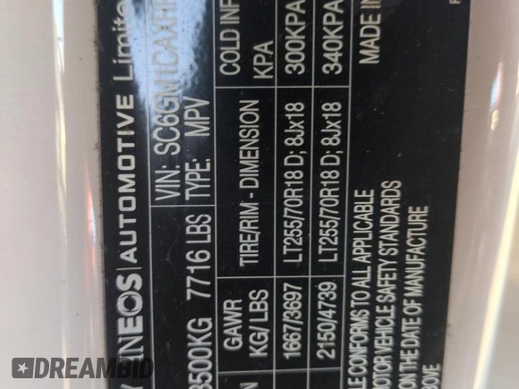 2024 Ineos Grenadier z VIN SC6GM1CAXRF006624, wystawiony jako Copart lot #74881374 z przebiegiem Nie podano mil oraz Nie do naprawy. Historia ofert i sprzedaży dostępna na DreamBid. Obrazek 14.