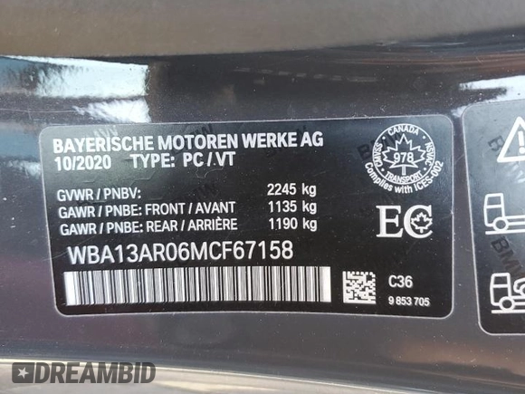 2021 BMW 4 Series M440i xDrive with VIN WBA13AR06MCF67158, listed as a Copart auction lot 79832504 with 65,772 mi miles and Clean Title. Bid and sale history available at DreamBid. Image 12.