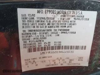 2003 Mercury Sable GS with VIN 1MEFM50203A615030, listed as a IAAI auction lot 41841794 with 226,844 mi miles. Bid and sale history available at carsss.com. Image 9.