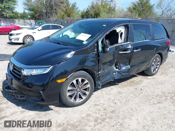 2022 Honda Odyssey EX-L with VIN 5FNRL6H72NB002554, listed as a IAAI auction lot 41932297 with 23,533 mi miles and . Bid and sale history available at DreamBid. Image 2.