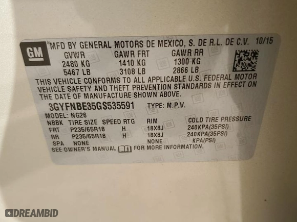 2016 Cadillac SRX Luxury Collection with VIN 3GYFNBE35GS535591, listed as a Copart auction lot 44456795 with NaN miles and Salvage Title. Bid and sale history available at carsss.com. Image 12.