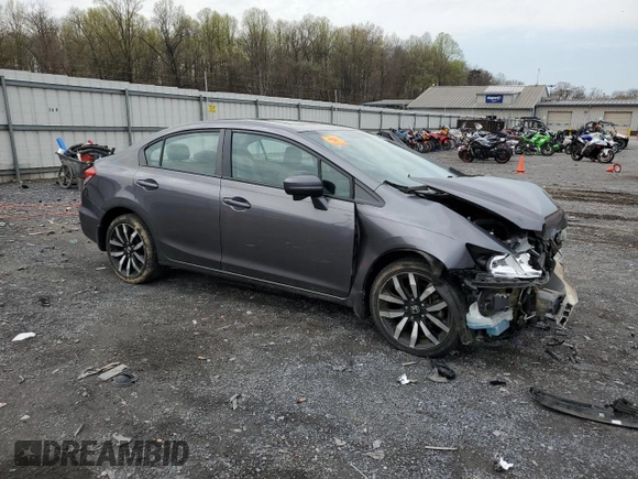 2015 Honda Civic EX-L with VIN 2HGFB2F99FH525523, listed as a Copart auction lot 53046005 with 23,618 mi miles and Salvage Title. Bid and sale history available at DreamBid. Image 4.