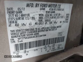 2012 Ford F-250 XL with VIN 1FT7W2B64CEC24194, listed as a IAAI auction lot 41236670 with 131,180 mi miles and . Bid and sale history available at DreamBid. Image 9.