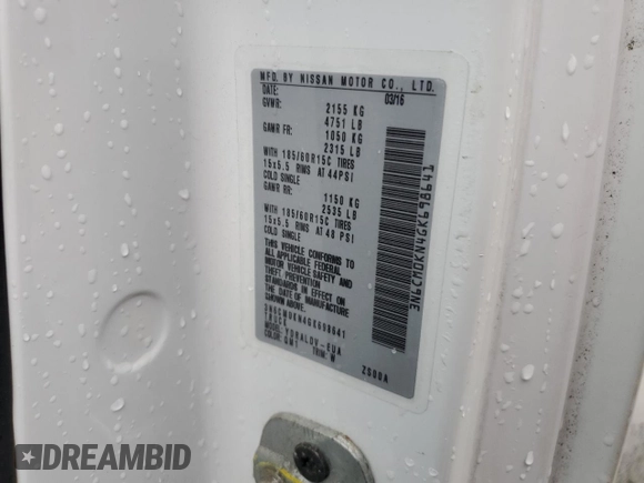 2016 Nissan NV200 S with VIN 3N6CM0KN4GK698641, listed as a Copart auction lot 52036045 with Not Provided miles and Salvage Title. Bid and sale history available at carsss.com. Image 13.