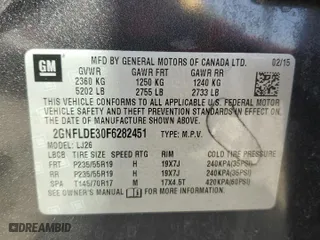 2015 Chevrolet Equinox LTZ with VIN 2GNFLDE30F6282451, listed as a Copart auction lot 52406975 with 104,356 mi miles and Salvage Title. Bid and sale history available at carsss.com. Image 15.