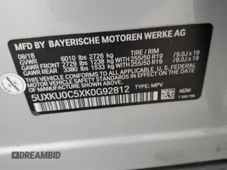 2019 BMW X6 sDrive35i z VIN 5UXKU0C5XK0G92812, wystawiony jako Copart lot #65926534 z przebiegiem Nie podano mil oraz Szkoda całkowita • Salvage title. Historia ofert i sprzedaży dostępna na DreamBid. Obrazek 12.
