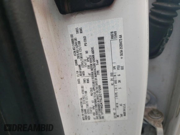 2020 Ford F-250 XL with VIN 1FT7W2AT5LEC17200, listed as a Copart auction lot 42609485 with 107,209 mi miles and Non repairable. Bid and sale history available at DreamBid. Image 12.