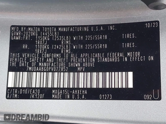 2023 Toyota Corolla Cross XLE z VIN 7MUDAABG0PV077852, wystawiony jako IAAI lot #41313640 z przebiegiem 23 201 mil mil oraz . Historia ofert i sprzedaży dostępna na DreamBid. Obrazek 9.