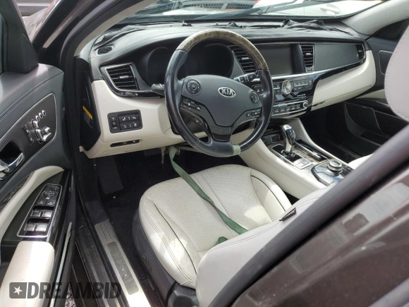 2015 Kia K900 Luxury with VIN KNALW4D48F6017602, listed as a Copart auction lot 74309814 with 0 mi miles and Salvage Title. Bid and sale history available at carsss.com. Image 8.